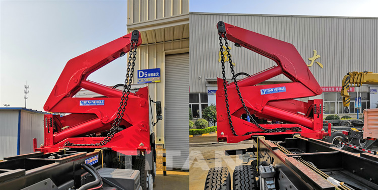 Lifting chain of the container side loader