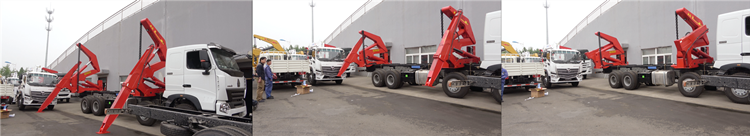 How to unloading container with the container side loader trailer