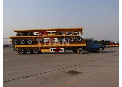 3 axles 40ft flatbed trailer container flatbed semi trailer -TITAN Vehicle