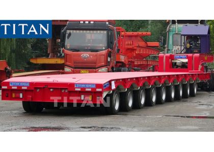 New 9 axles extendable lowboy trailer is doing load testing for our customers